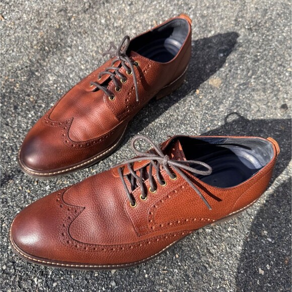 Cole Haan Grand OS Shoes Mens Size 11 Wingtip Brown Leather Oxford Dress Brogue - Picture 12 of 15